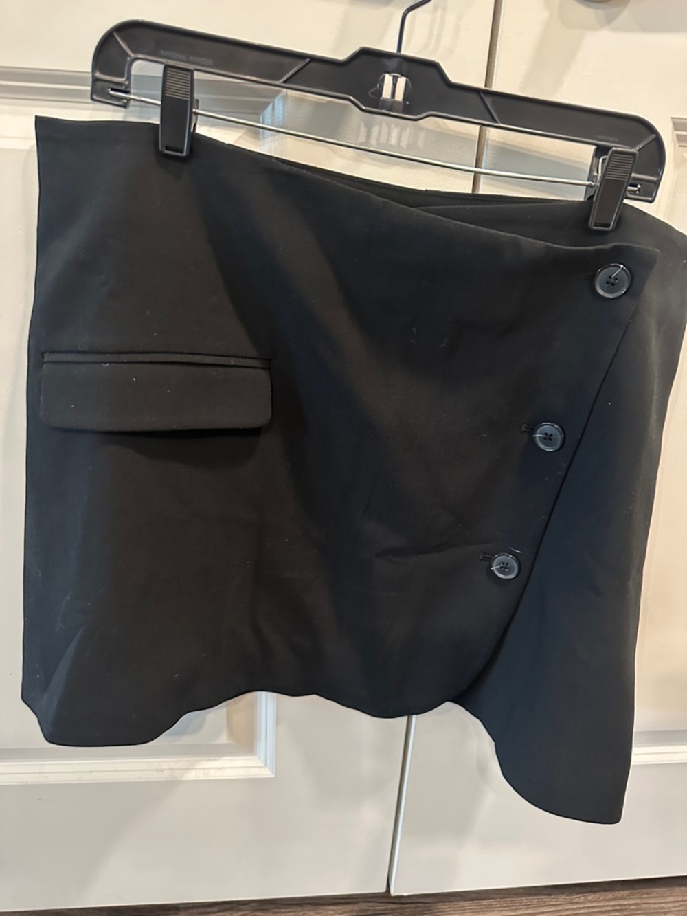 a new day Black Asymmetrical Button Mini Skirt